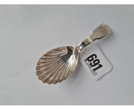 A Georgian caddy spoon with shell shaped bowl, London 1813 by JS?
