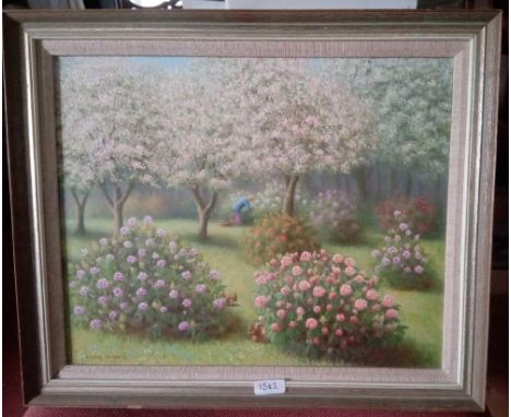 DAPHNE WALKER - Spring flowers in Shiplake, 12" x 16", signed &amp; inscribed