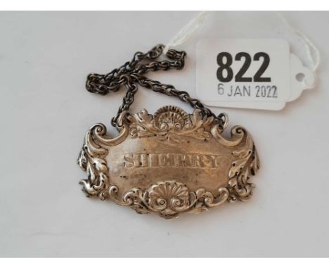 A cast Georgian style wine ticket for Sherry - probably Scottish