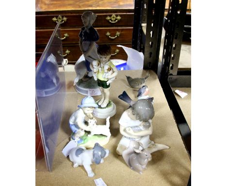 Royal Worcester figures, modelled by F.G. Doughty, 'September' 3457 and 'All Mine', Royal Copenhagen figure of a girl with a 