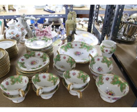 Royal Worcester gilt and green coffee set of 12 coffee cans and saucers with jewelled borders, Royal Worcester gilt and white