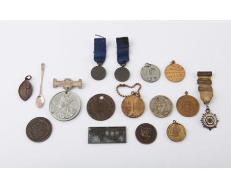 Silver and enamel Masonic medal and a quantity of other medals and medallions