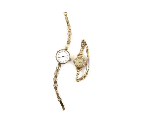 Two gold cased watches, including, a Ancre 15 Rubis ladies watch, with seconds subsidiary dial, with a 9 ct yellow gold case,