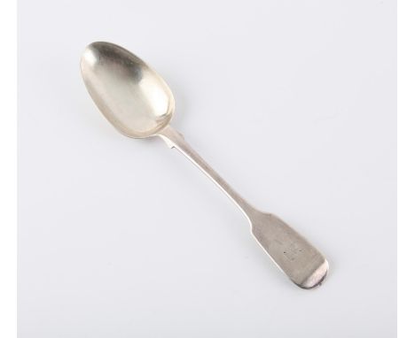 English provincial silver serving spoon in fiddle pattern by Robert, James and Joshua Williams, Exeter 1849