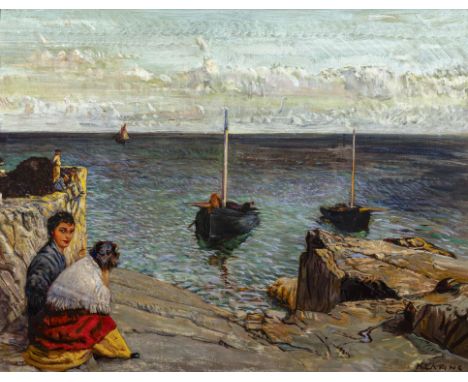 Sean Keating PPRHA RSA RA (1889-1977)  Aran Harbour  Oil on canvas, 70 x 91cm (27½ x 35½") SignedProvenance: Possibly sold th