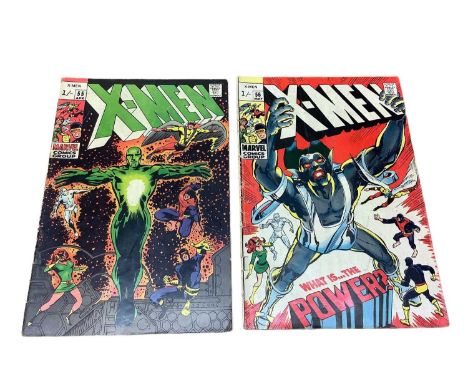 Marvel Comics X-Men #55 #56 (1969) (UK Price Variant) Living Pharaoh appearance, Backup feature tells Angel's origin. First a
