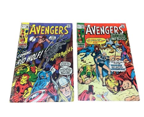 Marvel Comics The Avengers #80 &amp; #83 (1970) (UK Cover Price) First appearance and origin of Red Wolf in issue #80. First 