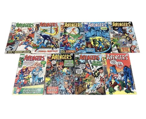 Nine Marvel Comics The Avengers #70-78 (1970's) First full Appearance of the Squadron Sinister in issue #70. First appearance