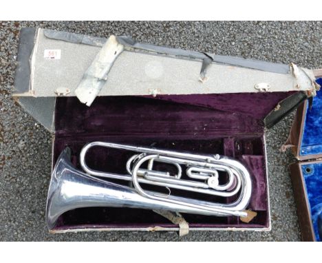 Vintage Brass Band / Boys Brigade Instrument,, unsued for years &amp; probably more of a decorators piece, length 60.5cm 