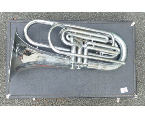 Vintage Brass Band / Boys Brigade Instrument,, unsued for years &amp; probably more of a decorators piece, length 59cm 