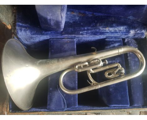 Vintage Brass Band / Boys Brigade Instrument, unused for years &amp; probably more of a decorators piece, length 47.5cm 