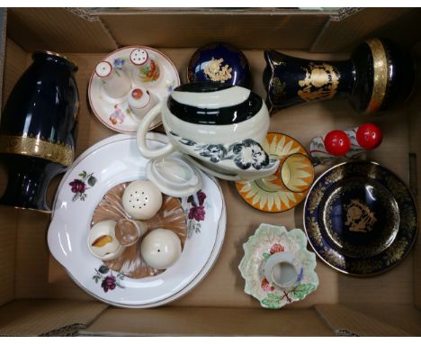 A mixed collection of items to include Carltonware Mushroom Theme Condiment set, Limoges vases, Shorter Hand Decorated teapot