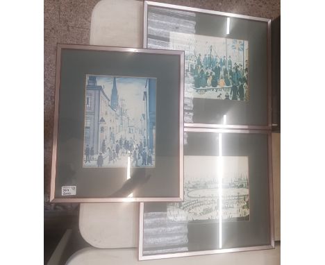 A group of three vintage LS Lowry framed prints, frame sizes 45cm x 39cm (3). 