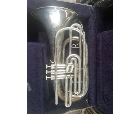 Vintage Brass Band / Boys Brigade Instrument,, unsued for years &amp; probably more of a decorators piece, length 52cm 