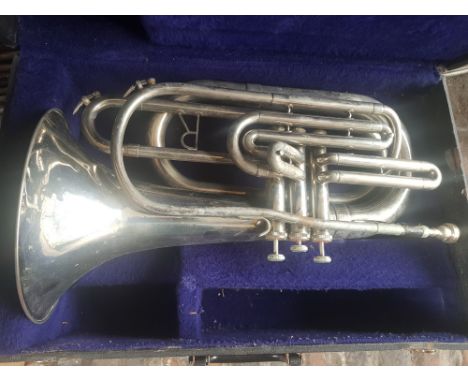 Vintage Brass Band / Boys Brigade Instrument,, unsued for years &amp; probably more of a decorators piece, length 52cm 