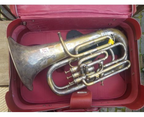 Vintage Brass Band / Boys Brigade Instrument,, unsued for years &amp; probably more of a decorators piece, length 59cm