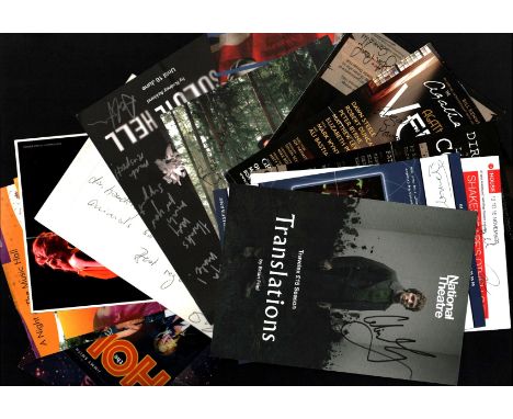 Theatre collection of 10+ signed theatre flyers/promos. Signatures such as John Connolly, Elizabeth Power, Colin Morgan, Karr