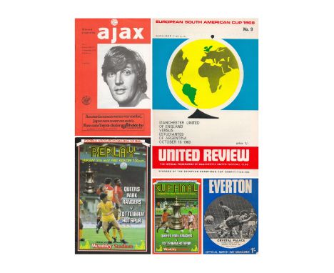 Sport Collection of 5 vintage programmes. Such as Everton v Crystal Palace 16th August 1969, Offical Ajax vs Manchester Unite