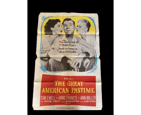 Original The Great American Pastime Colour Movie Poster Starring Ann Miller. NSS number 56 538. Printed in USA. Measures 41x2