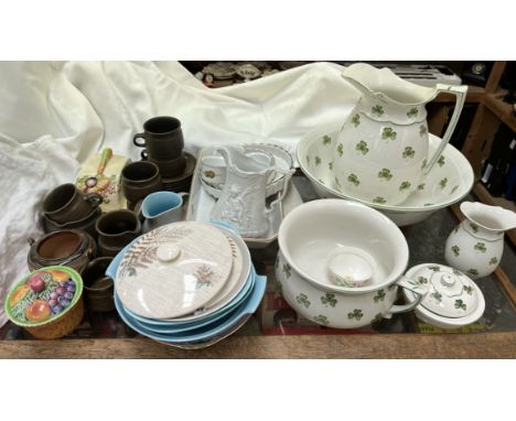 A Bristol Ware shamrock decorated toilet set together with a Royal Doulton sugar basin, part dinner sets etc 