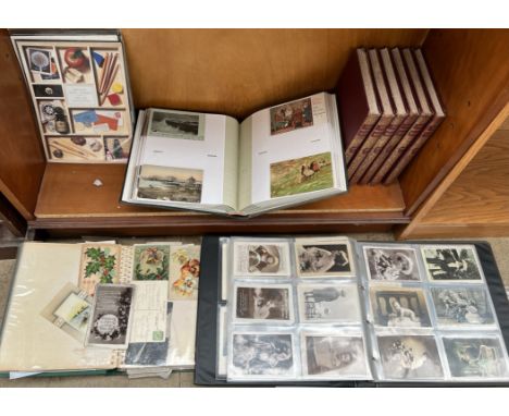 A postcard album containing circa 120 cards including views of Dover, Hastings, Brecon Beacons, Portrait cards, characters fr