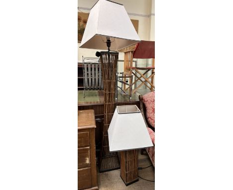 A bamboo standard lamp together with a matching table lamp
