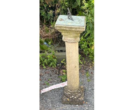 Vintage Sand stone column base sun dial overall height 36 inches 