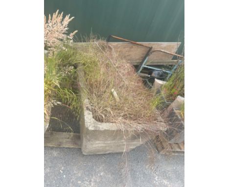Large over sized concrete garden trough measures approx 22 inches tall by 53 wide and 27 deep 