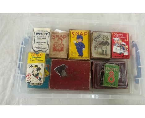 1940's/60s 11 sets of vintage card games- 3 snap, Tarot Junior, Whot, Happy Families, Crazy eights, Rummy, Picture rummy, spe