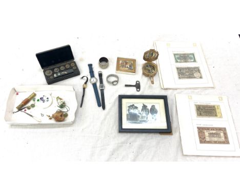 Selection of collectables includes scales, compass, notes etc 