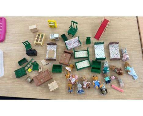 Selection of vintage Slyvanian family figures and furniture 