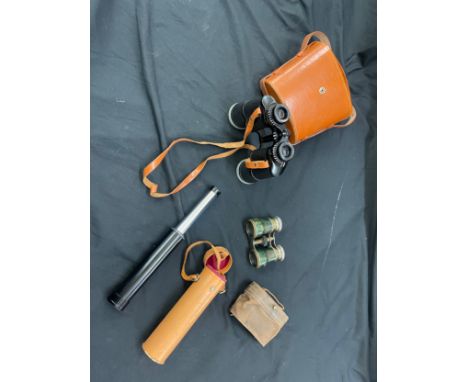 2 Vintage binoculars and a Lumex telescope 