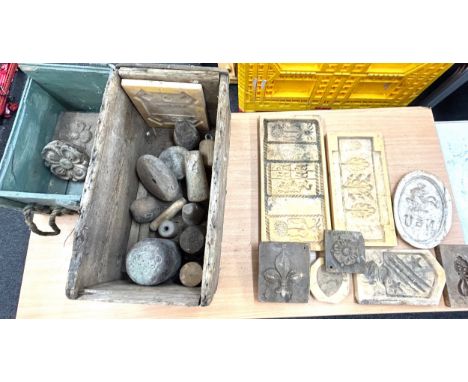 Selection of moulding plaques and wood working tools 