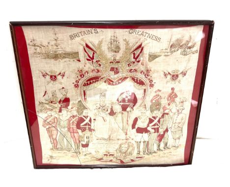 Framed silk handkerchief commemorating boer war, royalty etc