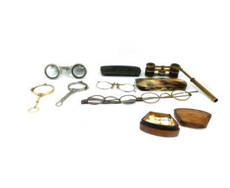 Selection of vintage spectaculs, opera glasses etc 