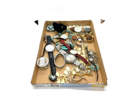 Quantity of vintage costume jewellery and watches, untested