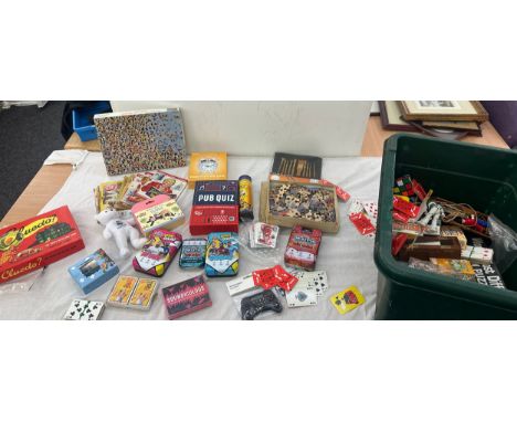 large selection of vintage and later toys and games to include cards, match attack, puzzles etc 