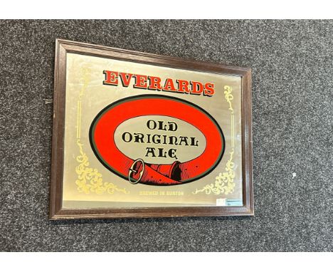 Vintage Everards advertising mirror measures approx 19 inches tall by 24 wide 