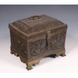 Persia, a copper openworked box and cover, Qajar period, 20th century,
