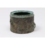Khurasan silver inlaid bronze with silver inlay inkwell, davat, late 12th - early 13th century
