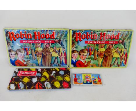 Unbranded - Vintage Paint Tins / Pallets. A selection of Four vintage 1960's era, lithographed water colour tin paint sets ap