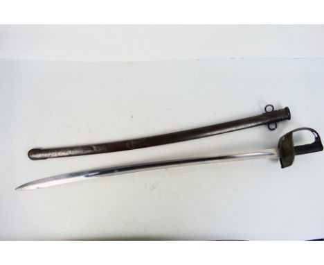 British 1890 pattern Cavalry troopers sword, the 87 cm (l) single edge, slightly curved, fullered blade with War Department m