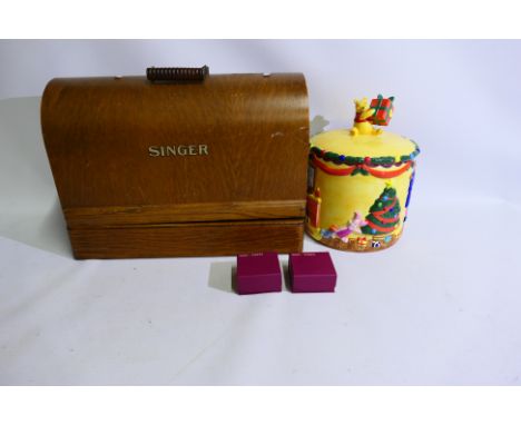 Disney Store, Past Times, Other - Lot includes a singer sewing machine in wooden case, a Disney Store ceramic Winnie The Pooh