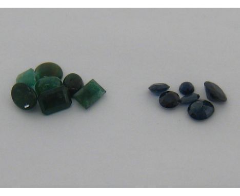 A quantity of loose polished sapphires, gross weight approx 7.97cts, together with a quantity of loose polished emeralds.  VA