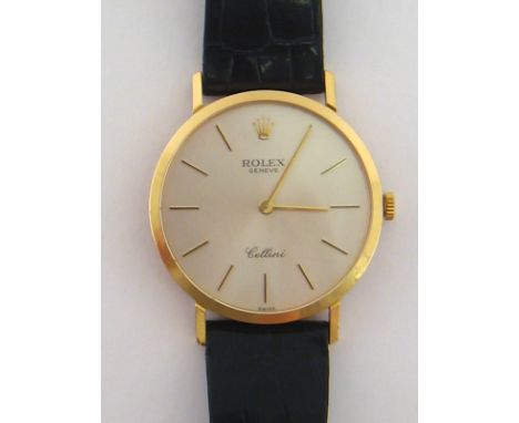 Rolex Cellini, a gentleman's 18 carat yellow gold manual wind wristwatch, ref. 4112 no.  300646, the signed silvered dial wit