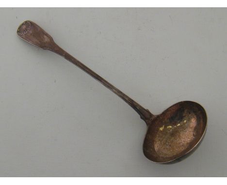 A George III silver Fiddle Thread and Shell soup ladle, Eley, Fearn & Chawner, London, 1810.  Length 32 cm. Wt.244gm. 
 CONDI