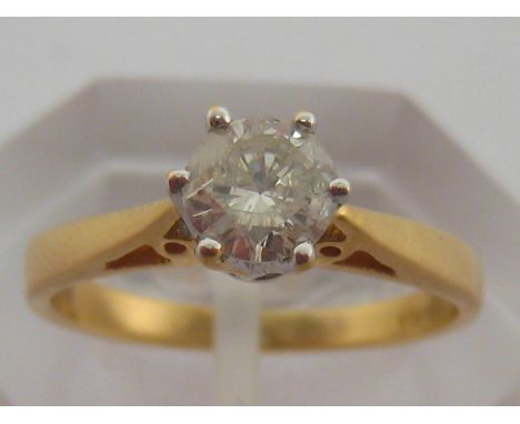 A solitaire diamond ring, the brilliant approx. .50 carat, the 18 carat gold shank fully hallmarked, finger size K/L, 2.9 gms
