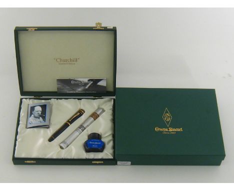 Conway Stewart. A Conway Stewart Churchill and Steinway &Sons limited edition lever filler fountain pen. 18k gold nib. Gold-p