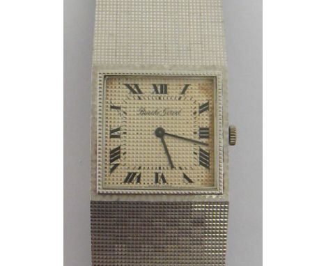 Bueche Girod, a 1960s 18 carat white gold gentleman's wristwatch, ref. WG 9920-1, no. 77917, the square signed honeycomb dial