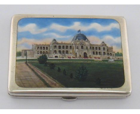 Indian interest:- A Silver and enamel  royal presentation cigarette case by the Goldsmiths & Silversmiths Company Ltd., Londo